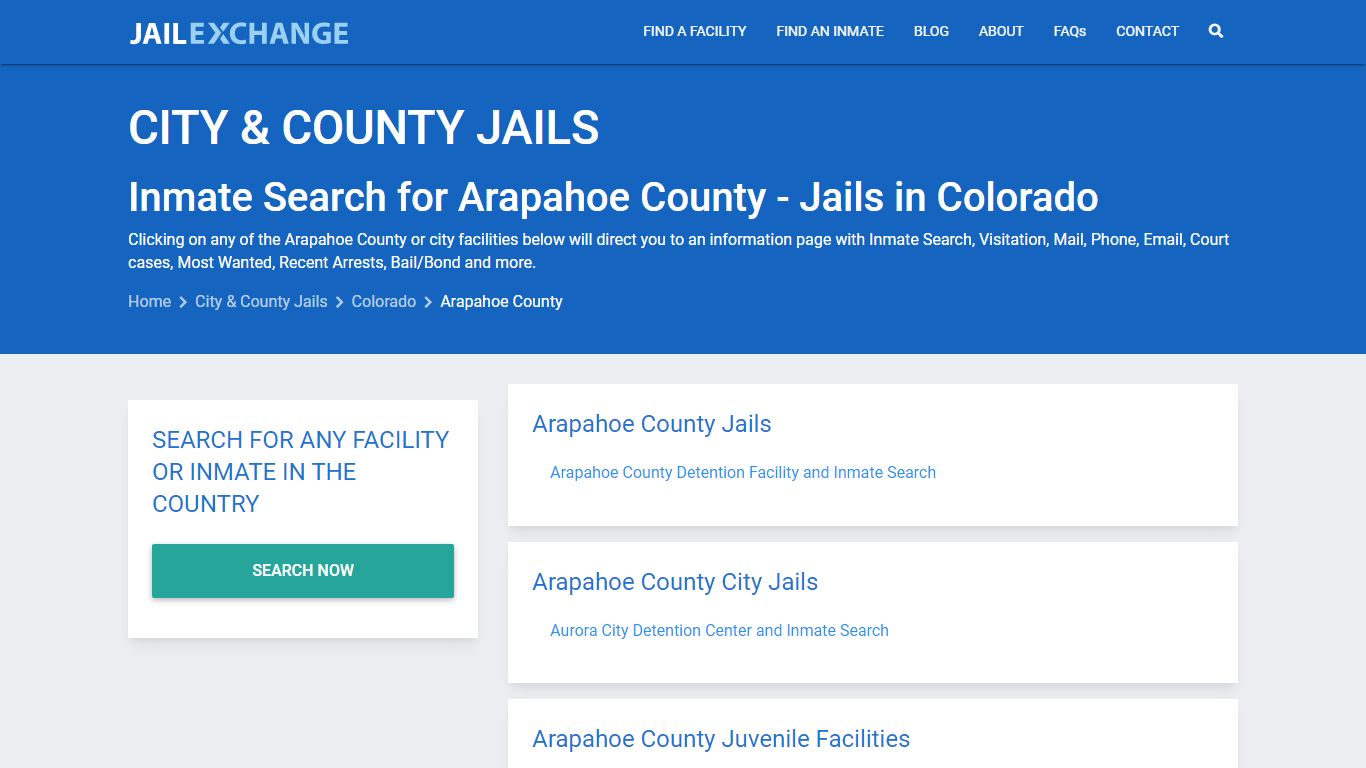 Inmate Search for Arapahoe County | Jails in Colorado - Jail Exchange